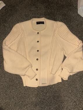Vintage Geiger Tyrol 100% Pure Wool Ivory Button Front Cardigan Sweater Women's